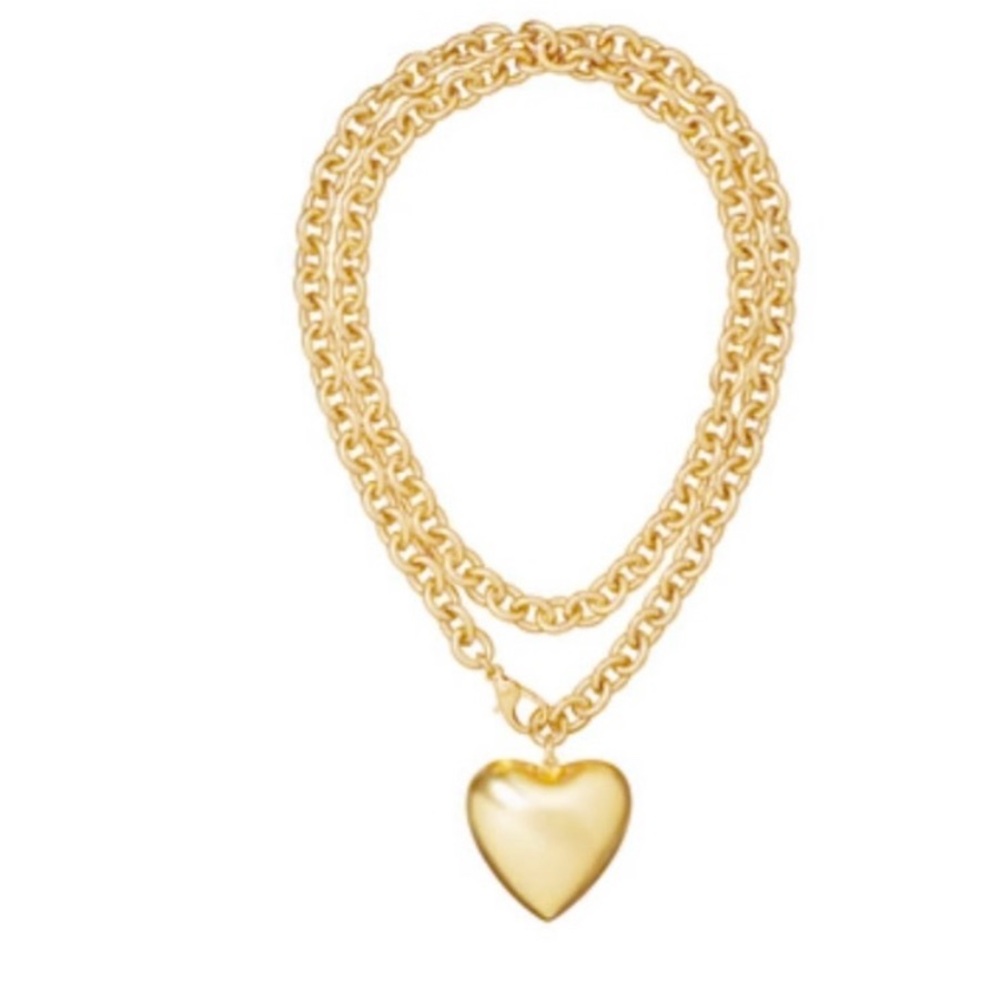 Roxanne Assoulin Double Chain Gold Heart Necklace NEW - Never used !!